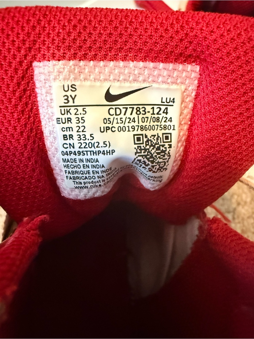 Nike Court Borough Mid 2 3Y Red White Leather High Top Sneakers CD7783 124 - Picture 7 of 7